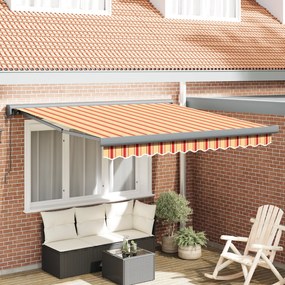 vidaXL Toldo Retrátil Automático Amarelo e Laranja 350x250 cm