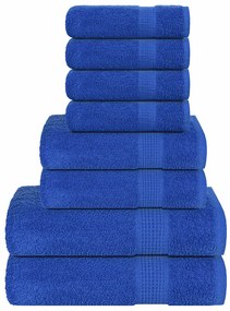 vidaXL 8pcs Conjunto de toalhas FROGN 100% algodão azul