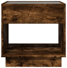 Mesa de centro luzes LED Infinity 50x50x50 cm carvalho fumado