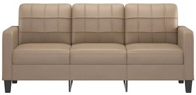 Sofá de 3 lugares 180 cm couro artificial cor cappuccino