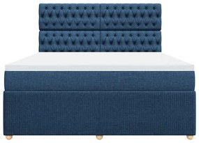 Cama com molas/colchão 180x200 cm tecido azul
