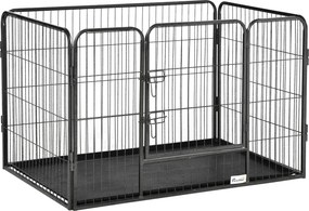 PawHut Parque para Cães 109x74x71cm Parque de jogos para Animais de Estimação Diversão para Animais com 4 Painéis de Aço Cinza | Aosom Portugal