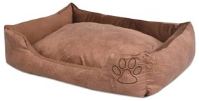 Cama para cães com almofada couro artificial PU tamanho S bege