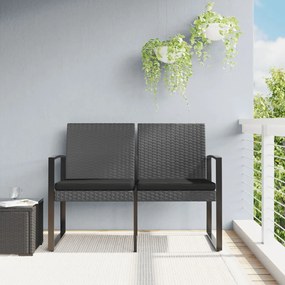 vidaXL Banco de jardim de 2 lugares c/ almofadões vime PP cinza-escuro