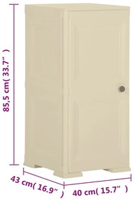 Armário de plástico 40x43x85,5 cm design de madeira branco nata