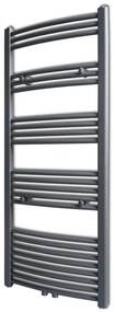 vidaXL Aquecedor toalhas casa de banho curvo 600 x 1424 mm cinzento