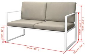 4 pcs conjunto lounge de jardim c/ almofadões aço branco