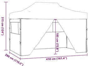 Tenda dobrável profissional festas 4 paredes 3x4m aço antracite
