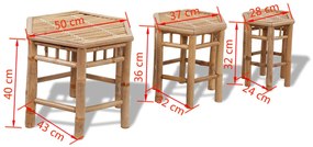 Bancos de jardim 3 pcs bambu