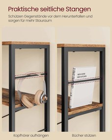 Estante com 4 prateleiras e aglomerado de madeira e aço 30 x 120 x 109,4 cm castanho vintage + preto