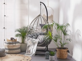 Cadeira suspensa em rattan cinzento com suporte ARSITA Beliani
