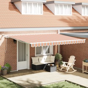 vidaXL Toldo Retrátil Automático com Listras LED Multicoloridas 450x300 cm