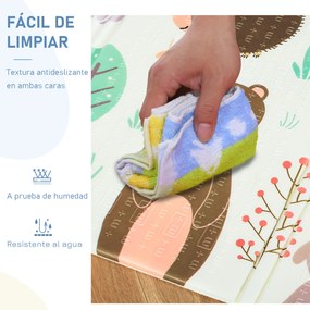 HOMCOM Tapete Infantil Dobrável e Reversível Tapete De Jogos para Bebé Acolchoado 2 Faces Impermeável Antiderrapante Portátil 200x150cm Multicor