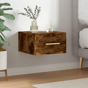 vidaXL Mesa de cabeceira de parede 35x35x20 cm cor carvalho fumado