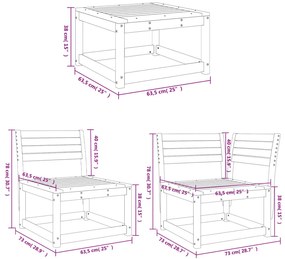 6 pcs conjunto sofás de jardim madeira de douglas maciça