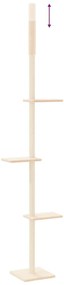 Árvore p/ gatos altura ajustável chão-teto 267,5-297,5 cm creme