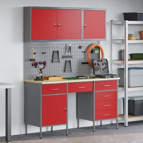 Conjunto de Gabinete de Trabalho e Painel de Ferramentas em 8 Peças Vi