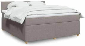 vidaXL Cama com molas/colchão 180x200 cm tecido castanho-acinzentado