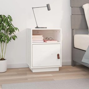 vidaXL Mesa de cabeceira 40x34x55 cm madeira de pinho maciça branco