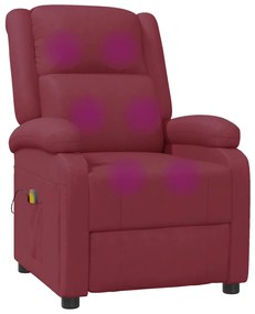 Cadeira de massagens couro artificial vermelho tinto
