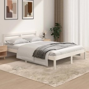 Estrutura de cama casal 135x190 cm pinho maciço branco