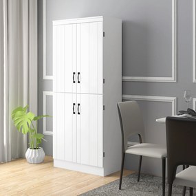 HOMCOM Armário de Cozinha Móvel Auxiliar de Cozinha com 4 Portas 6 Prateleiras de Armazenamento para Sala de Jantar Estilo Moderno 76x40x176,7cm Branco