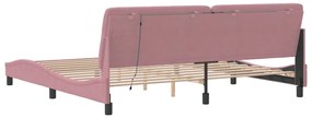Estrutura de cama c/ luzes LED 200x200 cm veludo rosa
