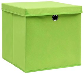 Caixas de arrumação com tampas 10 pcs 32x32x32 cm tecido verde