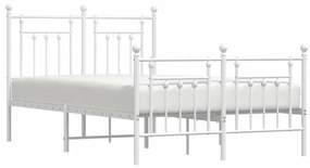 Estrutura de cama com cabeceira e pés 120x200 cm metal branco