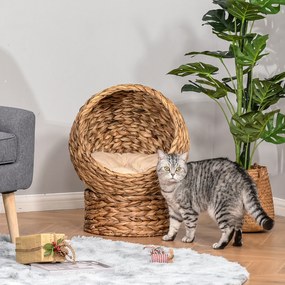 PawHut Cama destacável para gatos casa para animais de estimação Menos de 5 kg Design moderno Almofada macia e quente 42x33x52cm