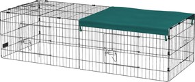 Recinto modular em aço com lona para coelhos, roedores e pequenos animais, para interior e exterior, 185 x 75 x 50 cm, verde