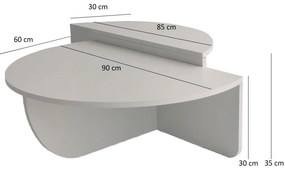 Mesa de Café Podium - Branca - 90x30x60cm, 85x35x30cm