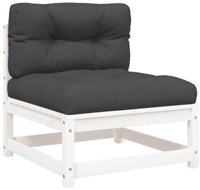 Sofás s/ braços p/jardim c/ almofadões 2pcs pinho maciço branco