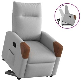 vidaXL Poltrona reclinável elevatória tecido cinzento-nublado