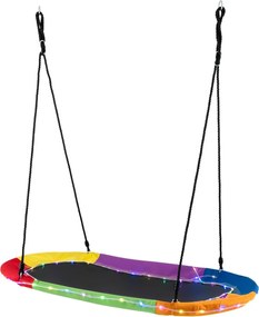Baloiço crianças de 150 cm com luzes LED Cordas ajustáveis e Estrutura de aço para crianças e adultos Multicolorido