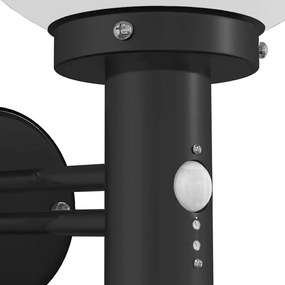 Luzes de Parede Externas com Sensor 2 pcs Aço Inoxidável Preto IP44
