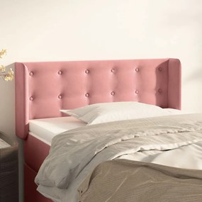 Cabeceira de cama c/ abas veludo 83x16x78/88 cm rosa