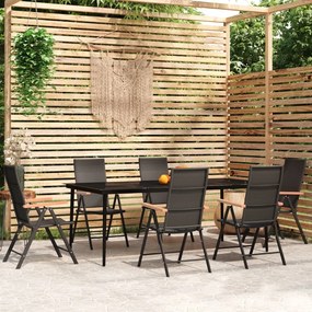 vidaXL 7 pcs conjunto de jantar para jardim preto