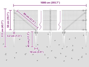 Conjunto de Poste de Cerca Conjunto de 2 Verde Metal 10 x 0,5 m