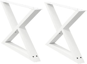 Pés para mesa de centro 2 peças, branco, 70x (42-43,3) cm, aço