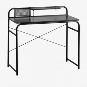 Escrivaninha 100x45 Cm Em Aço E Madeira Sibila Preto - Sklum