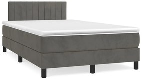 Cama boxspring com colchão 120x190 cm veludo cinzento-escuro
