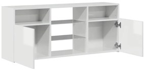 Móvel de TV com luzes LED 120x30x50 cm branco brilhante