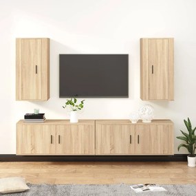 vidaXL Conjunto móveis de TV 4 pcs madeira processada carvalho sonoma