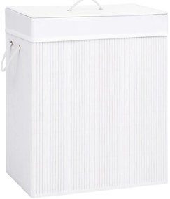 Cesto para roupa suja c/ 2 secções 100 L bambu branco
