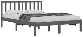 Estrutura de cama 200x200 cm pinho maciço cinzento