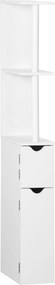 kleankin Coluna Casa de Banho com 2 Portas e 2 Prateleiras Armário Alto para Casa de Banho Estilo Moderno 15,2x29,8x118cm Branco | Aosom Portugal