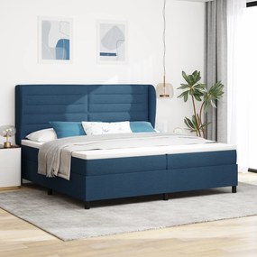 Cama Box Spring vidaXL com Colchão Azul 200x200 cm Tecido