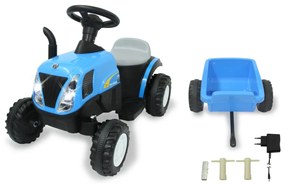 Tractor elétrico infantil New Holland Com Reboque 6V Azul