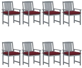 Cadeiras de jardim c/ almofadões 8 pcs acácia maciça cinzento